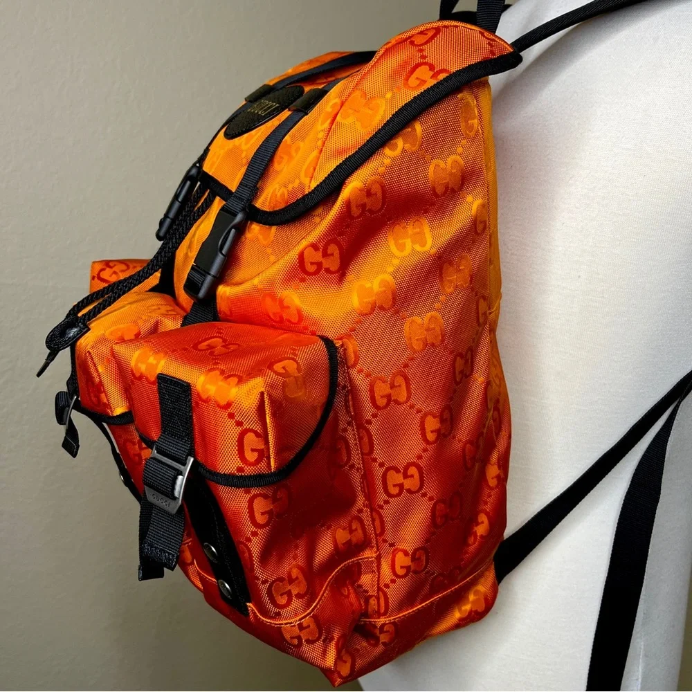 GUCCI Off The Grid Backpack Econyl Orange GG Logo Sustainable Rucksack Luxurious - Picture 2 of 16